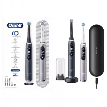 Pyörivä-värähtelevä hammasharja Oral-B iO 80363731 musta hopea aikuiset ienhoito herkkä valkaisu