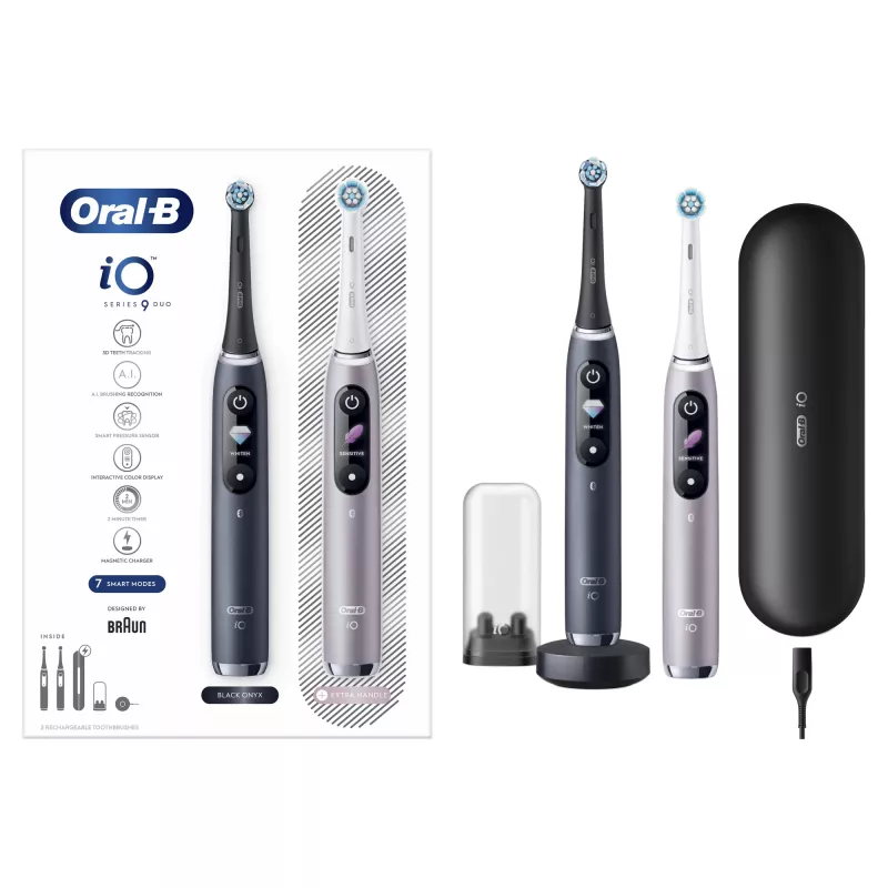 Pyörivä-värähtelevä hammasharja Oral-B iO 80363731 musta hopea aikuiset ienhoito herkkä valkaisu
