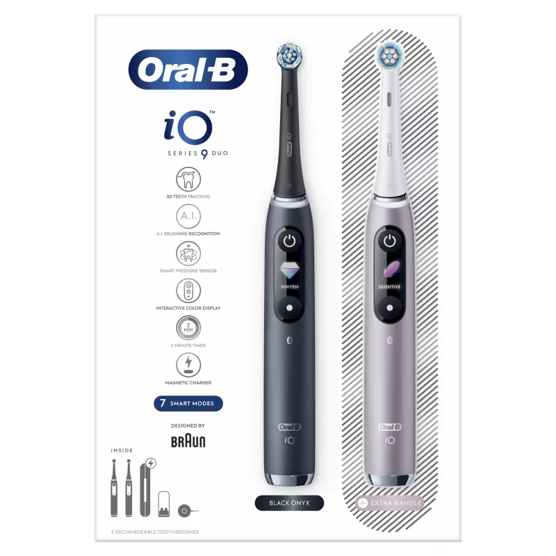 Pyörivä-värähtelevä hammasharja Oral-B iO 80363731 musta hopea aikuiset ienhoito herkkä valkaisu