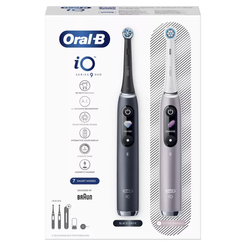 Pyörivä-värähtelevä hammasharja Oral-B iO 80363731 musta hopea aikuiset ienhoito herkkä valkaisu