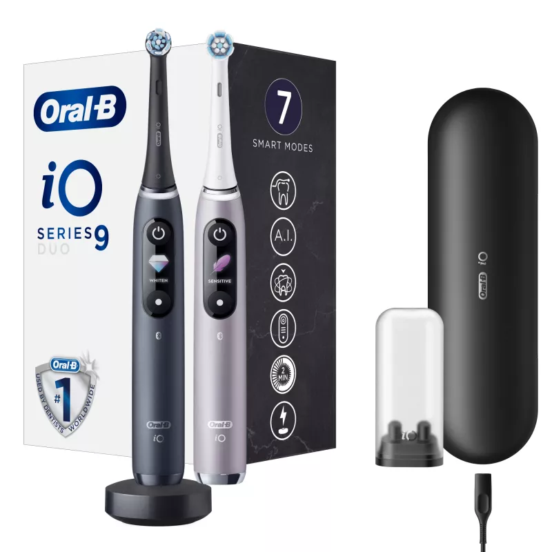 Pyörivä-värähtelevä hammasharja Oral-B iO 80363731 musta hopea aikuiset ienhoito herkkä valkaisu