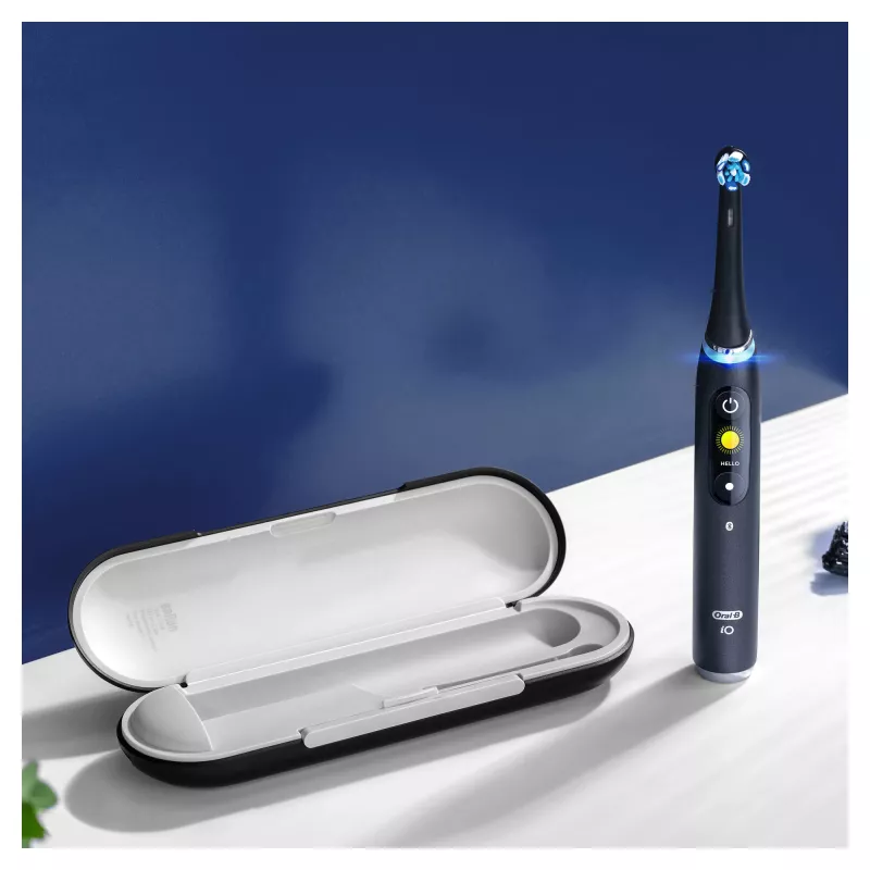 Pyörivä-värähtelevä hammasharja Oral-B iO 80363731 musta hopea aikuiset ienhoito herkkä valkaisu