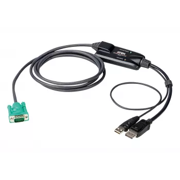 ATEN DisplayPort-konsolimuunnin, 1,8 m, USB, DisplayPort, musta, USB Type-A + DisplayPort, SPHD-15