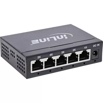 InLine Gigabit-verkkokytkin 5-porttinen, 1 Gb/s, pöytämalli, metallikotelo, tuuletinon