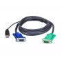 KVM USB-VGA-kaapeli ATEN 2L-5202U, 1,8 m, pistoke HDB-15+USB A - pistoke SPHD-15, musta