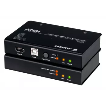 AV KVM-jatko ATEN CE801 — USB True 4K HDMI Cat6:n yli (4K @ 70 m / FHD @ 100 m), HDMI & USB Type-A, musta