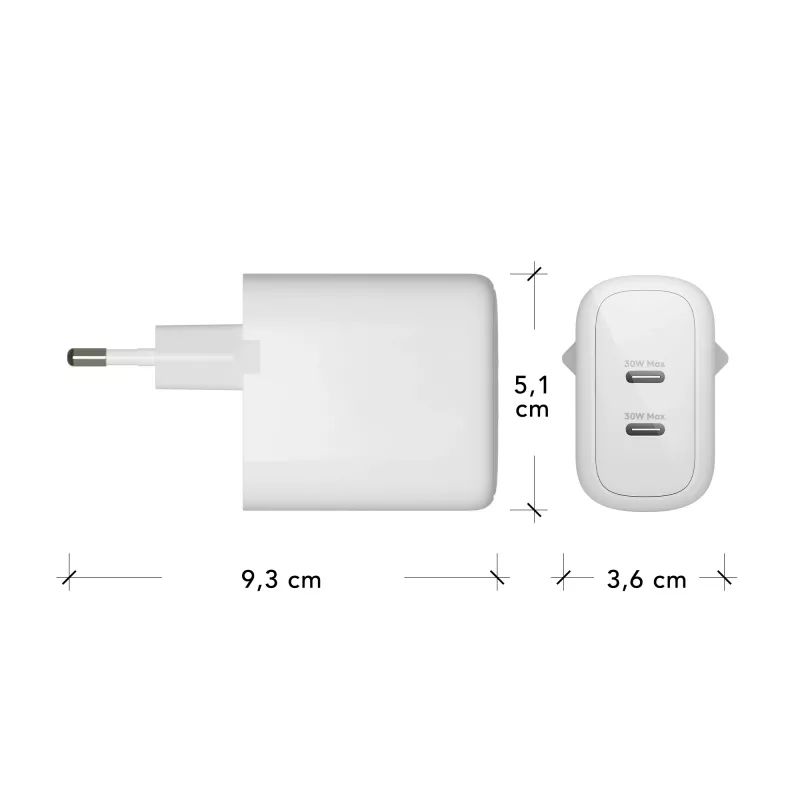 dbramante1928 re-charge Pro – EU-seinälaturi – 2x USB-C 30W – W