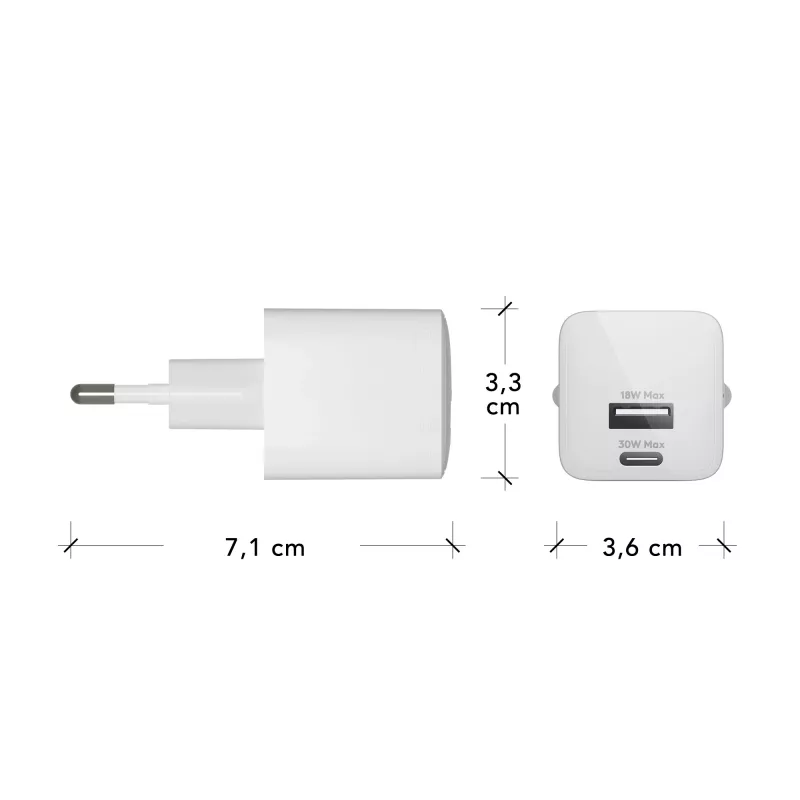 dbramante1928 re-charge Pro - EU-seinälaturi USBC30W+USBA18W-W
