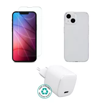 Mobiililaittelaturi eSTUFF ES-KIT-IPH14 USB Type-C sisäkäyttö AC läpinäkyvä valkoinen