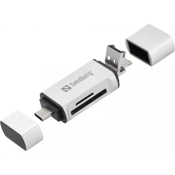 Sandberg kortinlukija USB-C+USB+MicroUSB