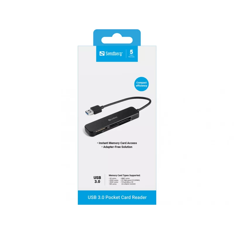 Kortinlukija Sandberg USB 3.0 Pocket Card Reader
