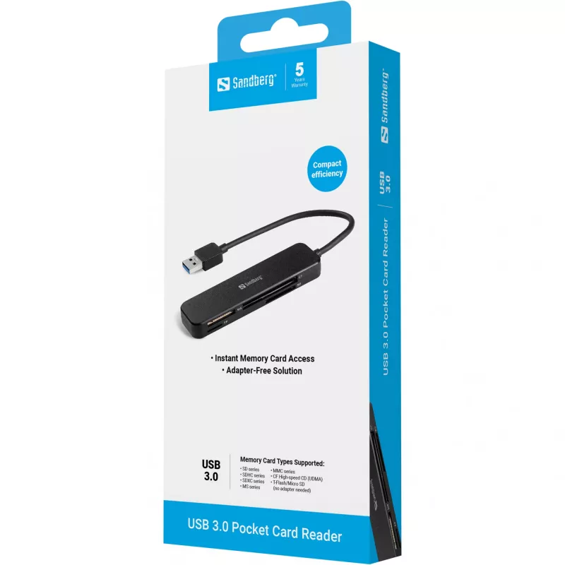 Kortinlukija Sandberg USB 3.0 Pocket Card Reader