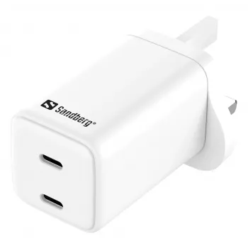 AC-laturi SANDBERG Dual USB-C PD65W UK 441-62 — dual USB-C PD 65W, UK-pistoke