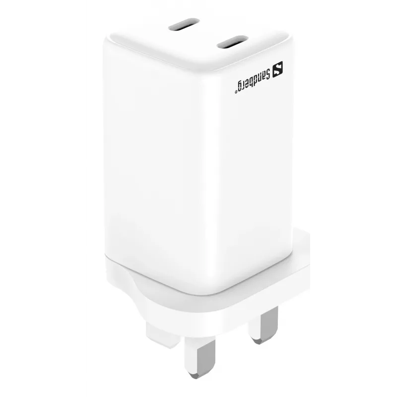 AC-laturi SANDBERG Dual USB-C PD65W UK 441-62 — dual USB-C PD 65W, UK-pistoke