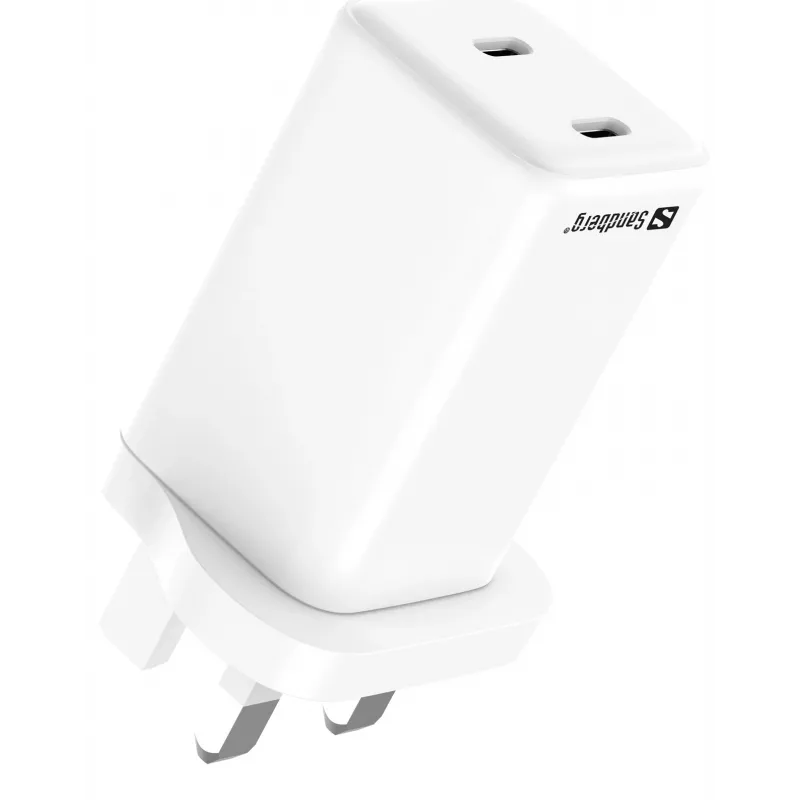 AC-laturi SANDBERG Dual USB-C PD65W UK 441-62 — dual USB-C PD 65W, UK-pistoke