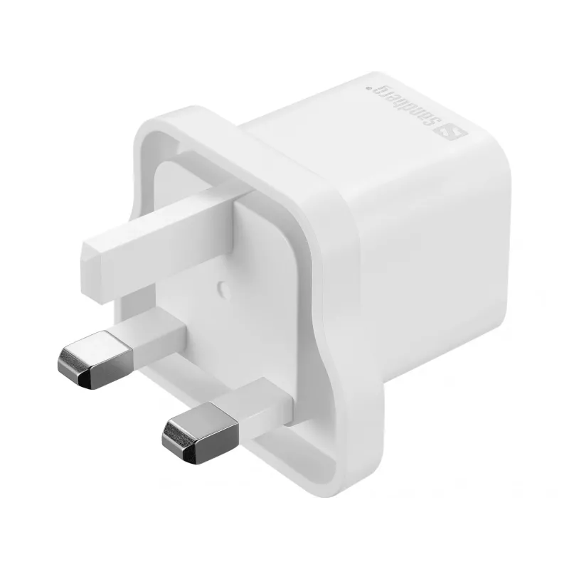 USB-C-laturi SANDBERG 441-64 20W UK-pistoke – nopea lataus USB Power Deliveryllä