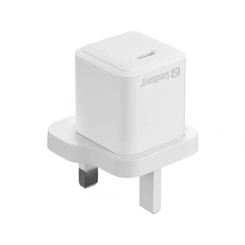USB-C-laturi SANDBERG 441-64 20W UK-pistoke – nopea lataus USB Power Deliveryllä