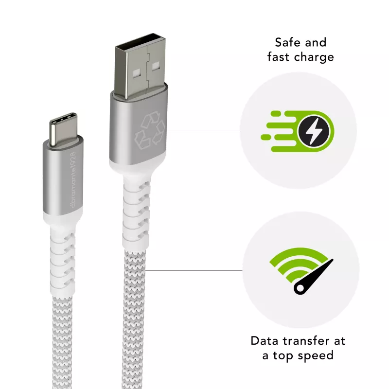 dbramante1928 re-charge Pro - BRD-kaapeli 1,2 m USB-A - USB-C -W