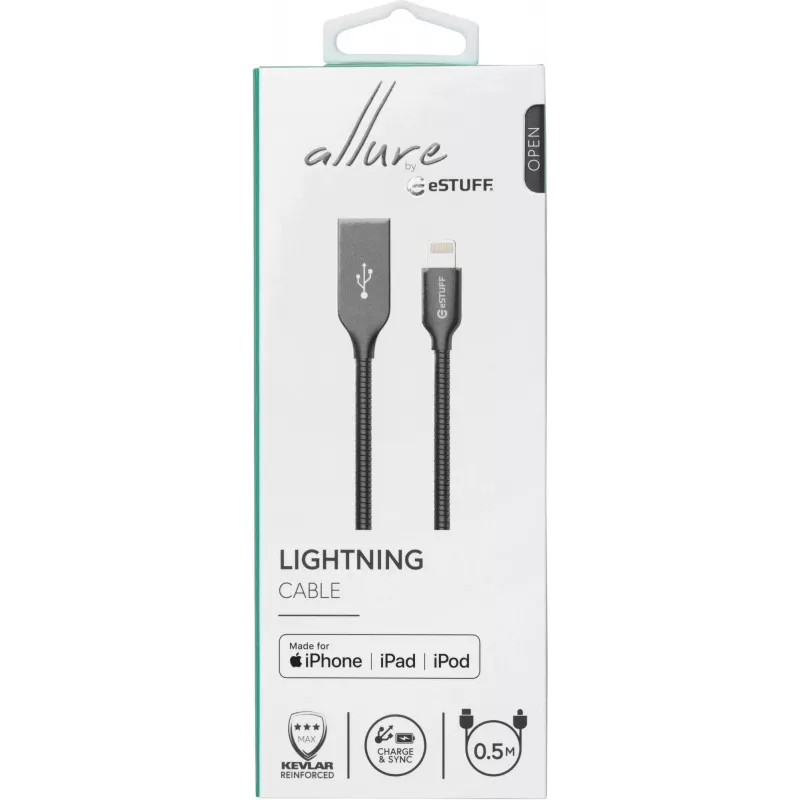 eSTUFF ES601065 Lightning-kaapeli 0,5 m harmaa