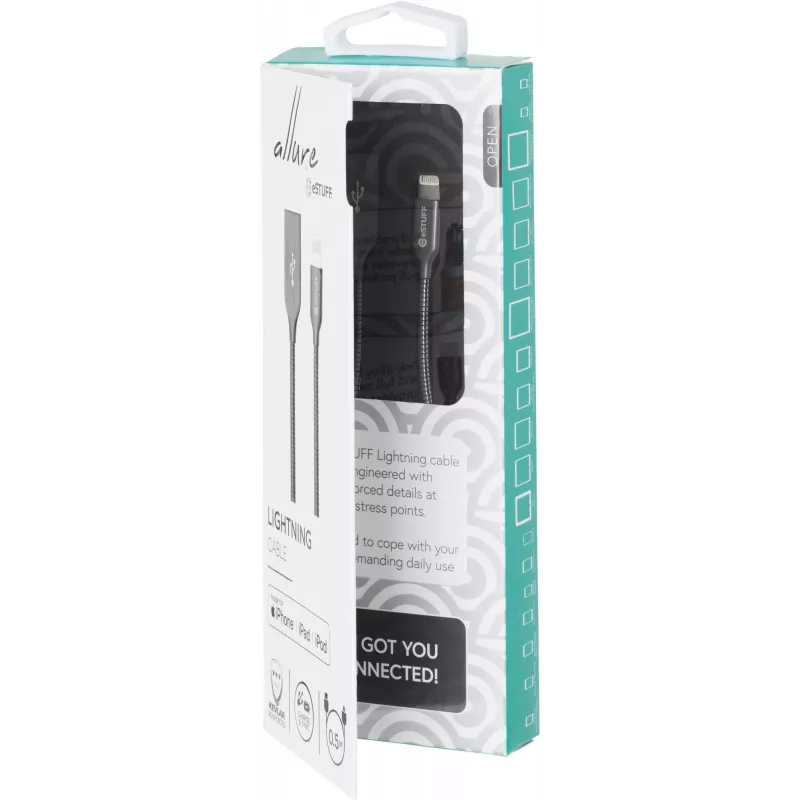 eSTUFF ES601065 Lightning-kaapeli 0,5 m harmaa