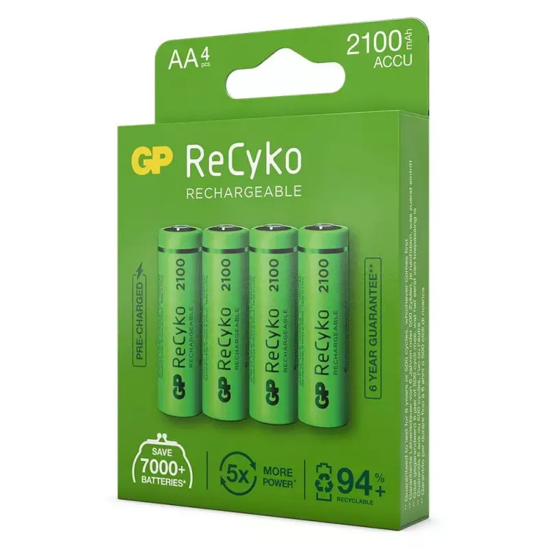 Uudelleenladattava akku GP Batteries ReCyko+ 2100 mAh 4 kpl AA NiMH