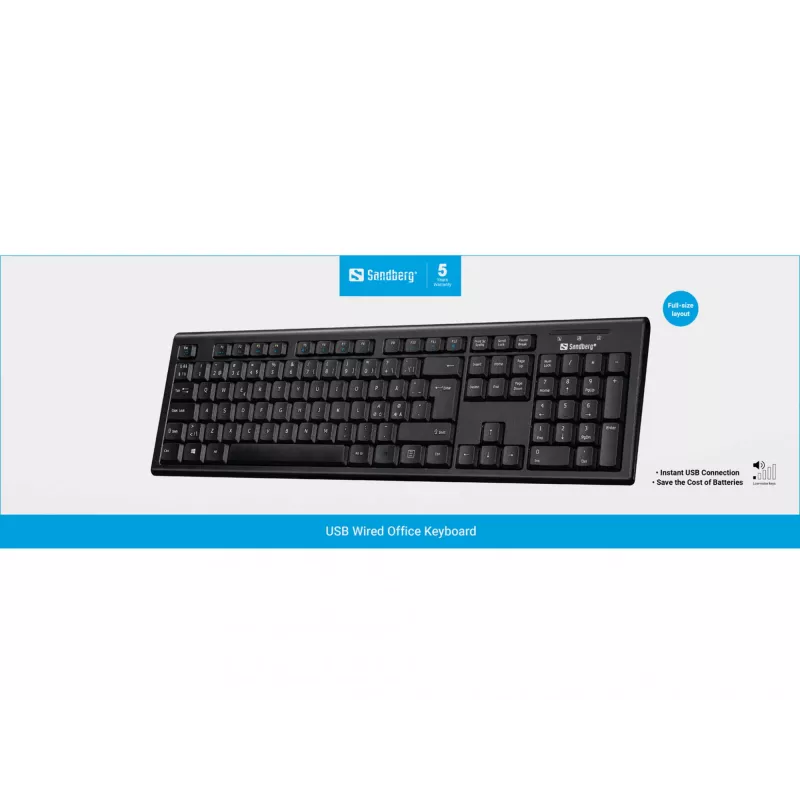 Sandberg USB Wired Office näppäimistö pohjoismainen