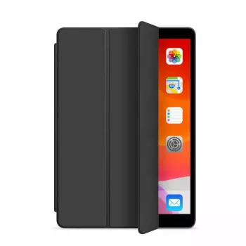 eSTUFF DENVER folio-kotelo iPad 9.7 2018/2017 – musta PU-nahka/läpinäkyvä