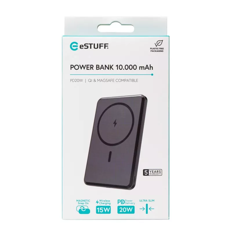 eSTUFF ES641101 powerbank 10000 mAh langaton lataus musta