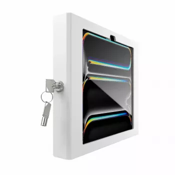 Seinäkiinnitteinen turvateline iPad Pro 11 tuumalle — Maclocks Compulocks Apex M4 & M5, valkoinen, sisältää 2 avainta