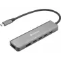 Sandberg 136-77 USB-C 6-in-1 MediaDock telakointiasema, HDMI + USB-C-video, kaksois-4K@60Hz, USB-A/USB-C 10 Gbps, PD 100W, alumiini