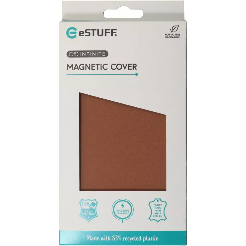 eSTUFF INFINITE VENICE magneettinen nahkakuori iPhone 16 Pro -puhelimelle, ruskea