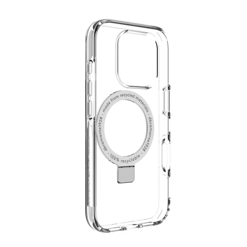 dbramante1928 Iceland Ultra D3O MS Kick IUK1CL006298 takakansi jalustalla Apple iPhonelle, MagSafe, muovi, läpinäkyvä