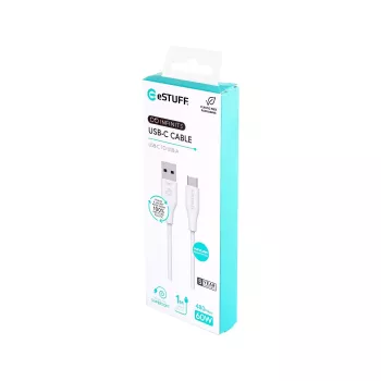 USB-kaapeli eSTUFF ES605170 1 m USB-C - USB-A USB 2.0 valkoinen