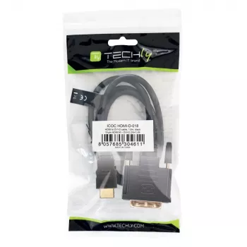Techly videokaapeli HDMI - DVI-D uros/uros 1,8 m ICOC HDMI-D-018