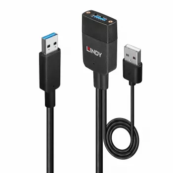 Lindy 35 m Hybrid USB 3.2 Gen 2 Type-A -kaapeli musta ABS