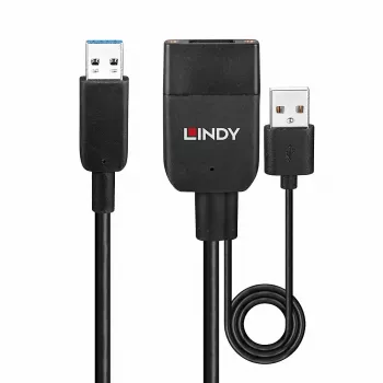 Lindy 35 m Hybrid USB 3.2 Gen 2 Type-A -kaapeli musta ABS