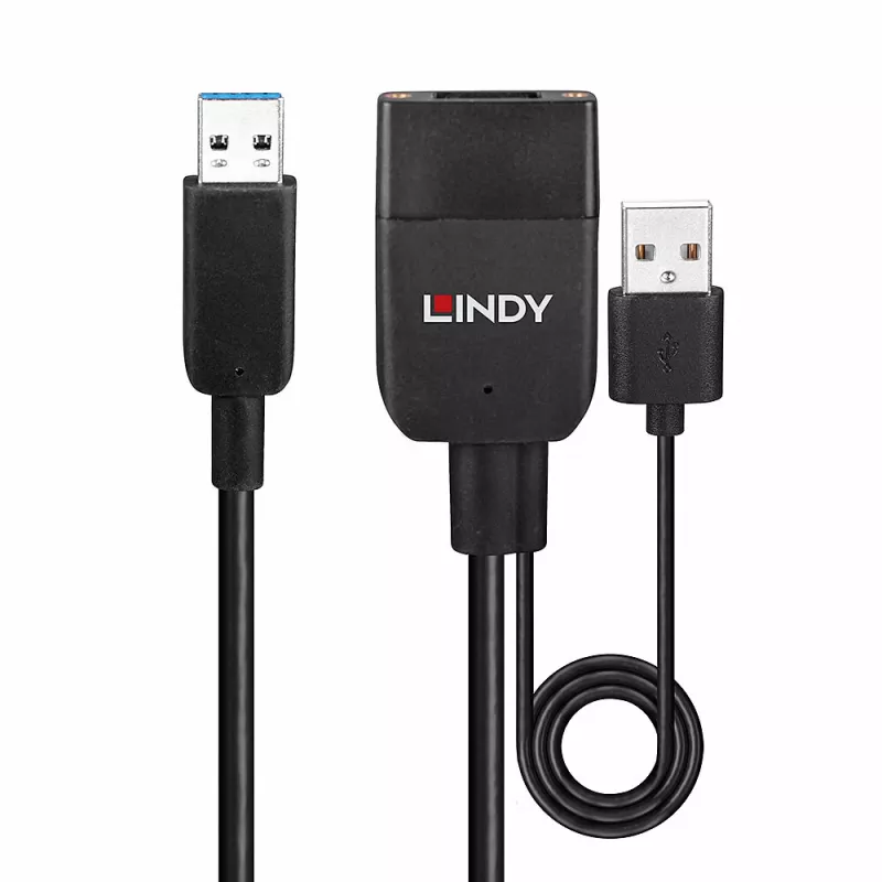 Lindy 35 m Hybrid USB 3.2 Gen 2 Type-A -kaapeli musta ABS