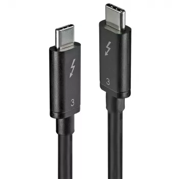Lindy 0,5 m Thunderbolt 3 -kaapeli, passiivinen, 0,5 m, USB-C, USB-C, USB 3.2 Gen 1 (3.1 Gen 1), uros/uros, musta