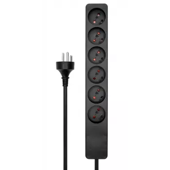 Microconnect MC-GRU0603DKB jatkojohto 3 m 6 pistorasiaa sisäkäyttöön musta