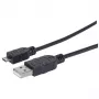 Manhattan USB-A - Micro-USB -kaapeli, 1,8 m, uros-uros, musta, 480 Mbit/s (USB 2.0), Hi-Speed USB, elinikäinen takuu, vastaa UUSBHAUB6.