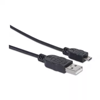 Manhattan USB-A - Micro-USB -kaapeli, 1,8 m, uros-uros, musta, 480 Mbit/s (USB 2.0), Hi-Speed USB, elinikäinen takuu, vastaa UUSBHAUB6.