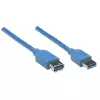 Manhattan USB-A - USB-A -jatkokaapeli 2 m uros-naaras sininen