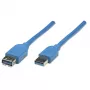 Manhattan USB-A - USB-A -jatkokaapeli 2 m uros-naaras sininen
