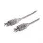 USB-A-USB-B-kaapeli Manhattan 345408 5 m uros-uros hopea