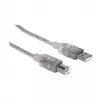 USB-A-USB-B-kaapeli Manhattan 345408 5 m uros-uros hopea