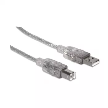USB-A-USB-B-kaapeli Manhattan 345408 5 m uros-uros hopea