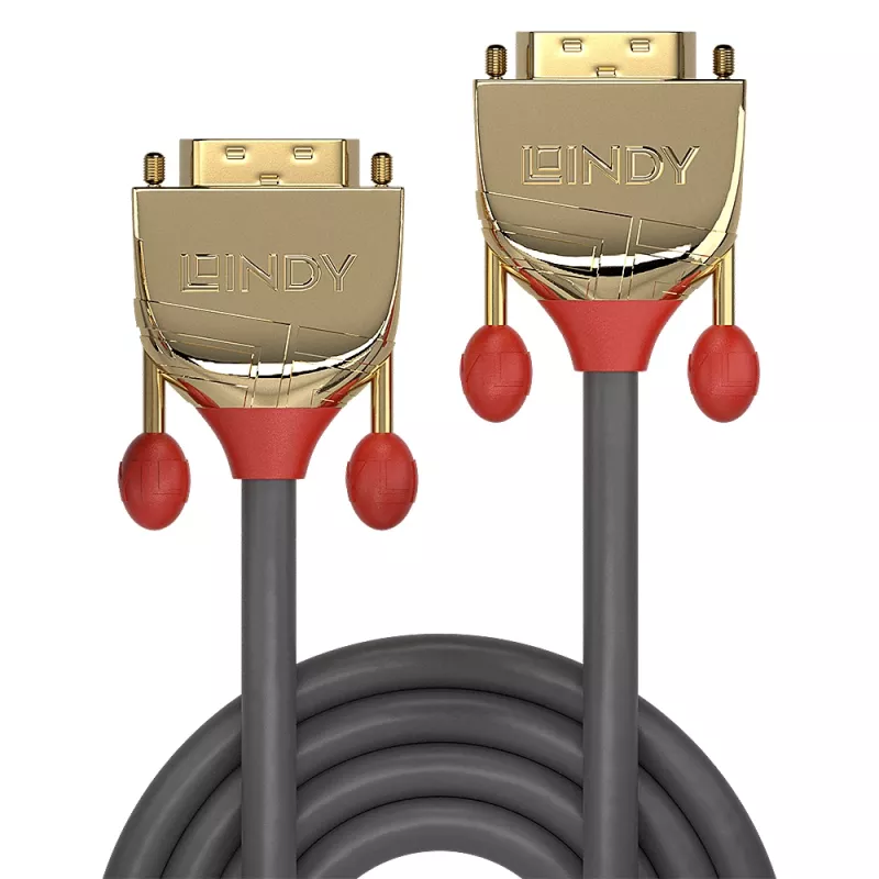 Lindy 10 m DVI-D Single Link -kaapeli, Gold Line