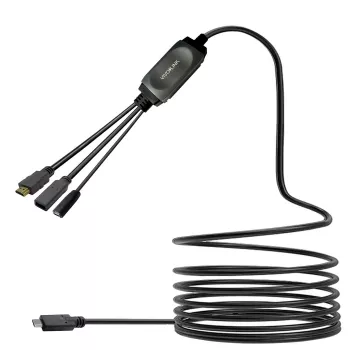 VivoLink PROUSBCHDMIUSB3-5 USB-C-keskitinkaapeli USB 3.0:lla ja lataustoiminnolla, musta