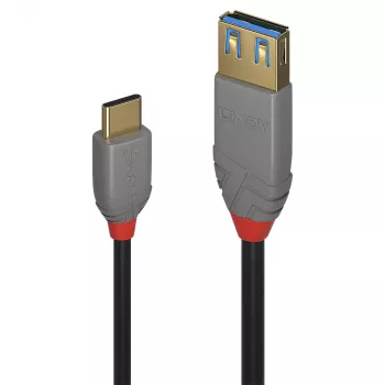 Lindy 0,15 m USB 3.2 Type-C - A -adapterikaapeli, 10 Gbit/s, Anthra Line