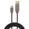 Lindy 0,15 m USB 2.0 Type-C - A -adapterikaapeli, Anthra Line, 0,15 m, USB A, USB C, USB 2.0, 0,48 Gbit/s, musta, harmaa